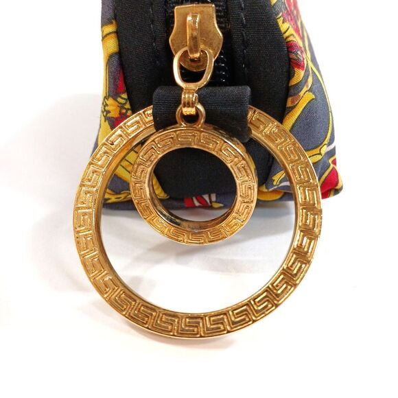 Versace (Authentic) Multi-Color Filigree Motif & Gold Accent Small Clutch Pouch - Picture 4 of 8
